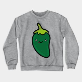 Adorable green chilli pepper kawaii Mexican spicy food cute hot sauce Crewneck Sweatshirt